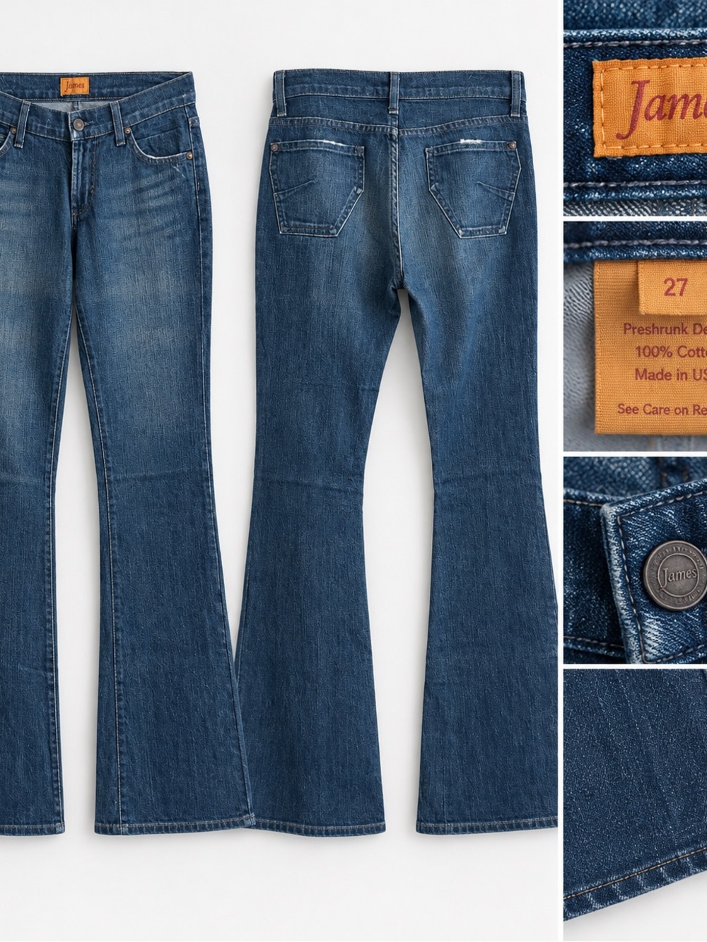 James Jeans Women's Mid Blue Flare Jeans Size 27 100% cotton